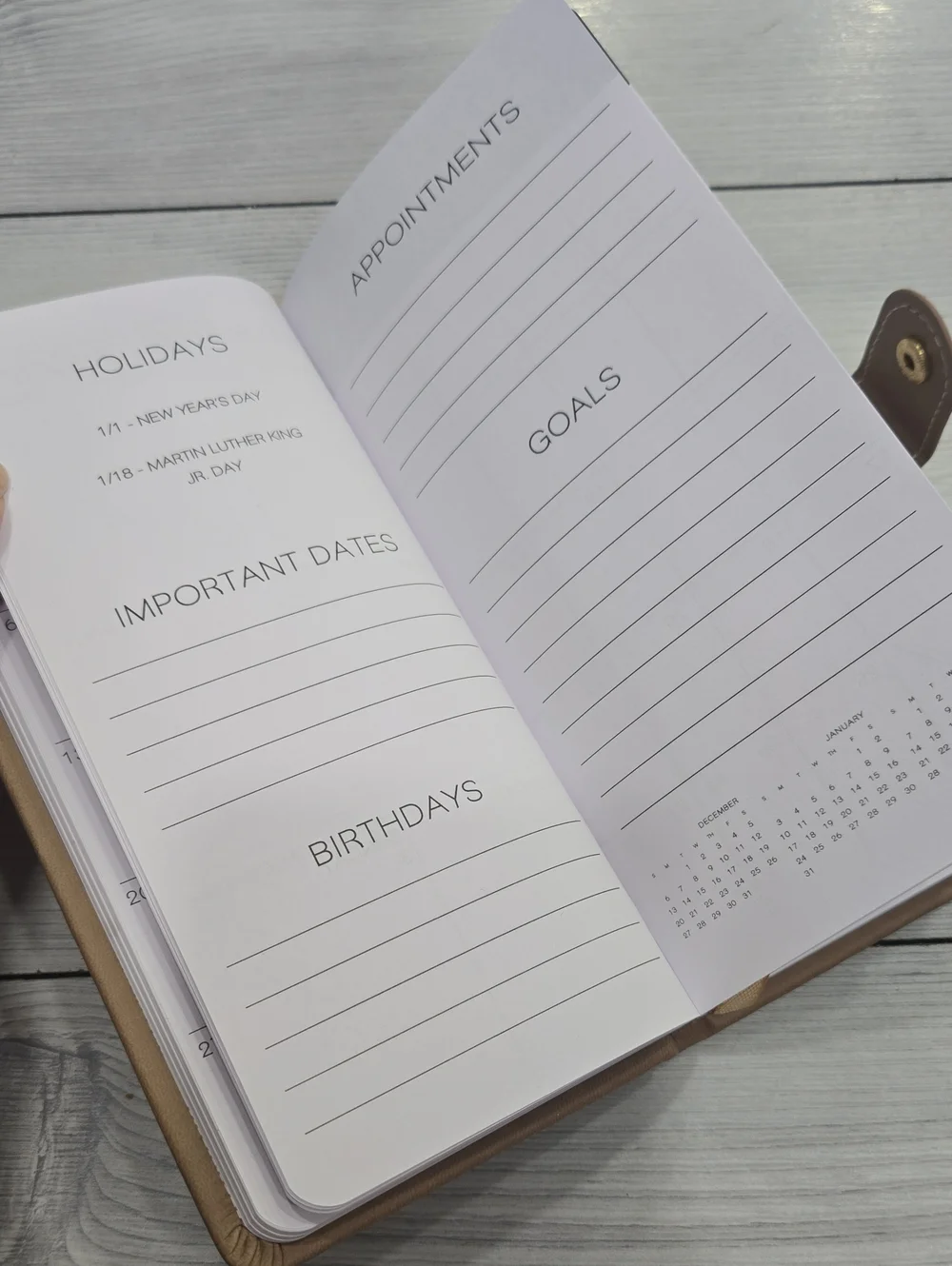 2027 Weekly Planner - Taupe with Gold Accents